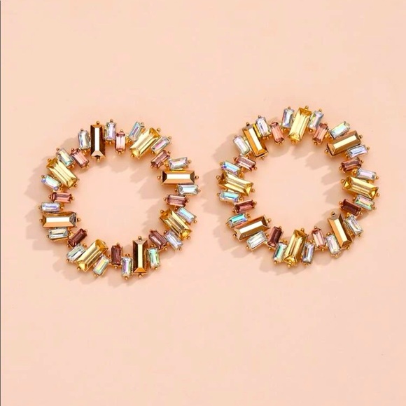 New Zara champagne multicolor zircon earrings - Picture 2 of 5